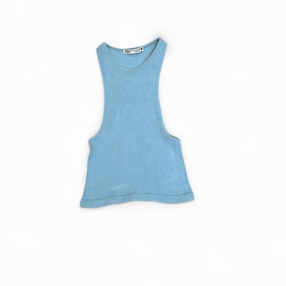 Zara Sky Blue Sleeveless Knit Tank